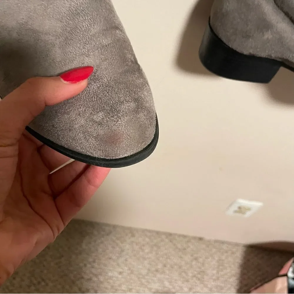Over the Knee Suede Block Heel Boots in Gray- Size 9